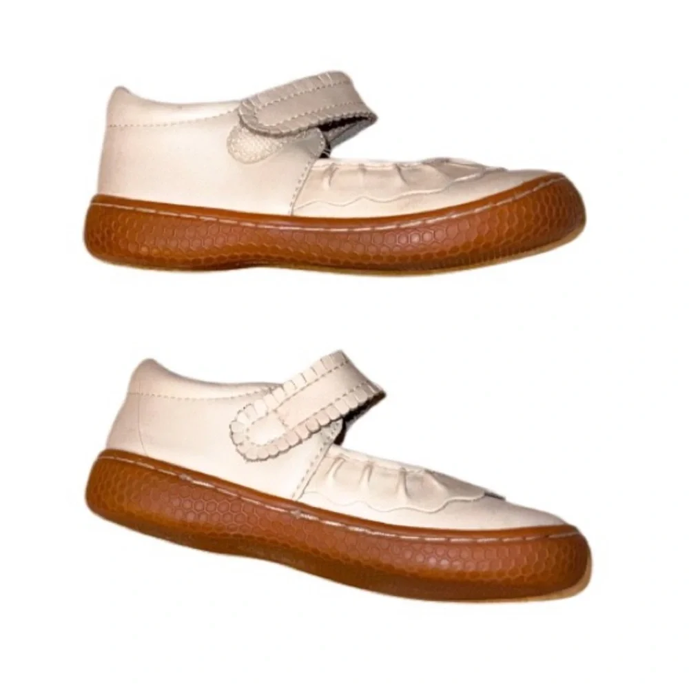 LIVIE & LUCA IVORY PEARL RUCHE classic Mary Jane girl’s dress shoes size 7